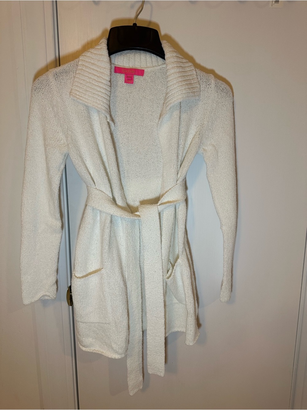Lilly Pulitzer White Cotton Nylon Blend  XXS Cardigan W Pockets and Belt